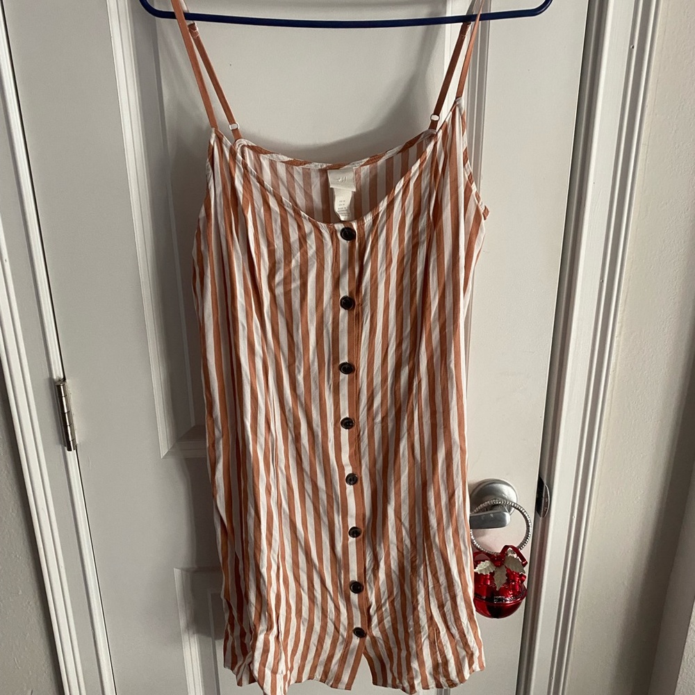 Peach and White Strip Cotton Dress from H&M  Size 14
